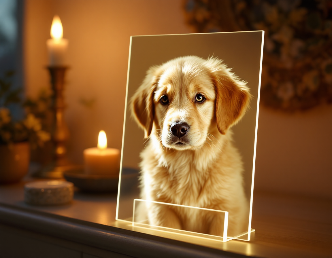 A glowing lithophane photo panel